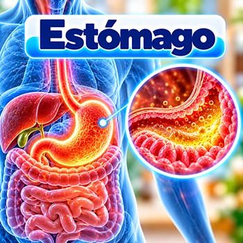 Infografía médica del estómago vivo